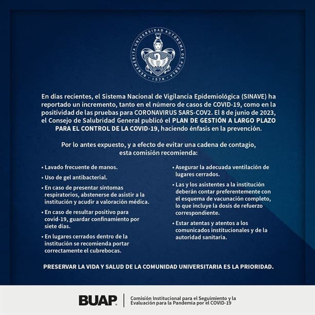 BUAP también propone regresar al uso de cubrebocas tras anuncio de la UNAM