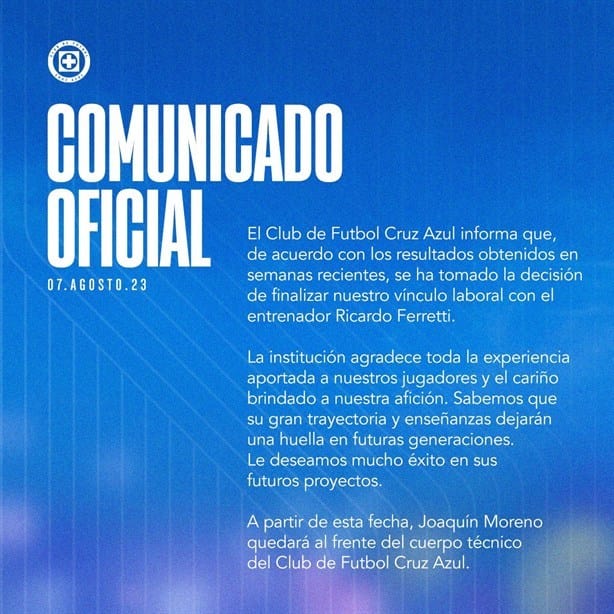 Ricardo Ferretti deja de ser técnico del Cruz Azul