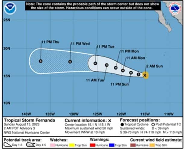 Tormenta tropical Fernanda se aleja de México; esta es su trayectoria