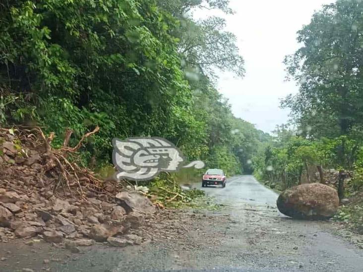 ¡Atento! Derrumbe genera tráfico en la carretera Misantla-Xalapa