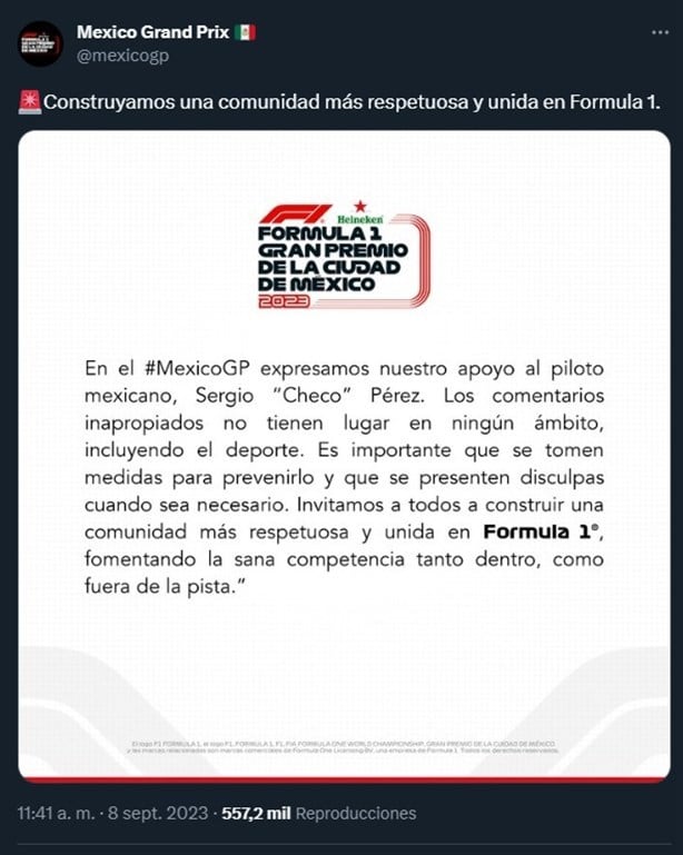 Helmut Marko ‘se disculpa’ tras comentarios sobre Checo Pérez