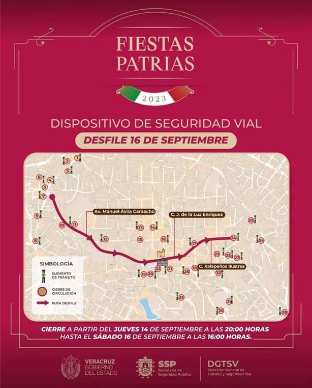 ¡Atención! Estos son los cierres viales en Xalapa por las fiestas patrias