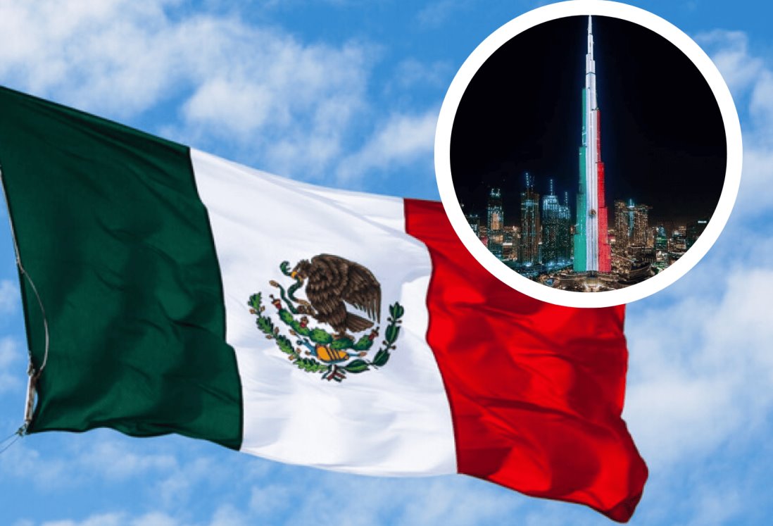 Dubai ilumina rascacielos Burj Khalifa con bandera de México