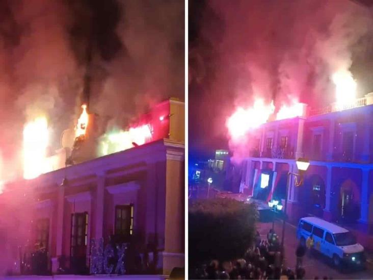 Se incendian adornos en palacio municipal de Coscomatepec (+Video)