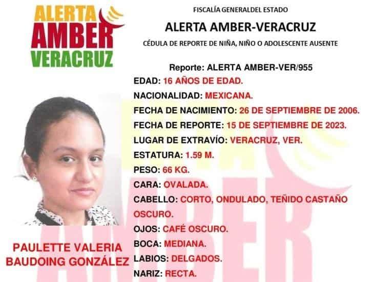 Activan Alerta Amber por desaparición de una menor de edad en la ciudad de Veracruz
