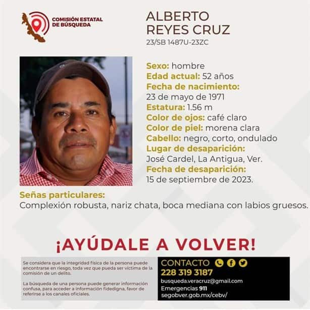 Buscan a Alberto Reyes, desapareció en Cardel, Veracruz