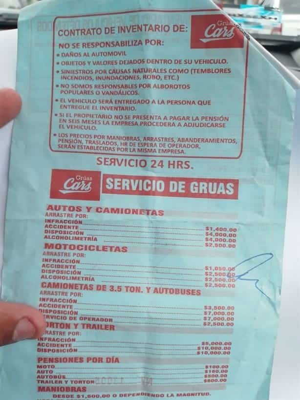 ¿Cuánto cobra el corralón por día en Veracruz?