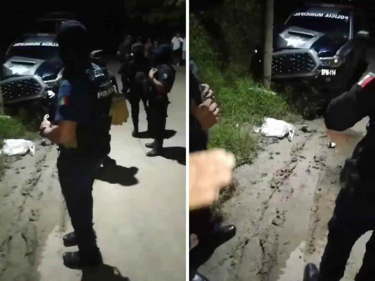 Policías ebrios chocaron patrulla en Papantla, denuncian ciudadanos (+Video)