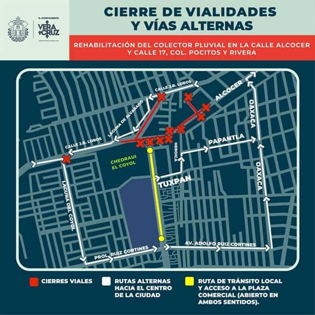 Cierre vial en Veracruz: estas calles serán cerradas por instalación de colector pluvial