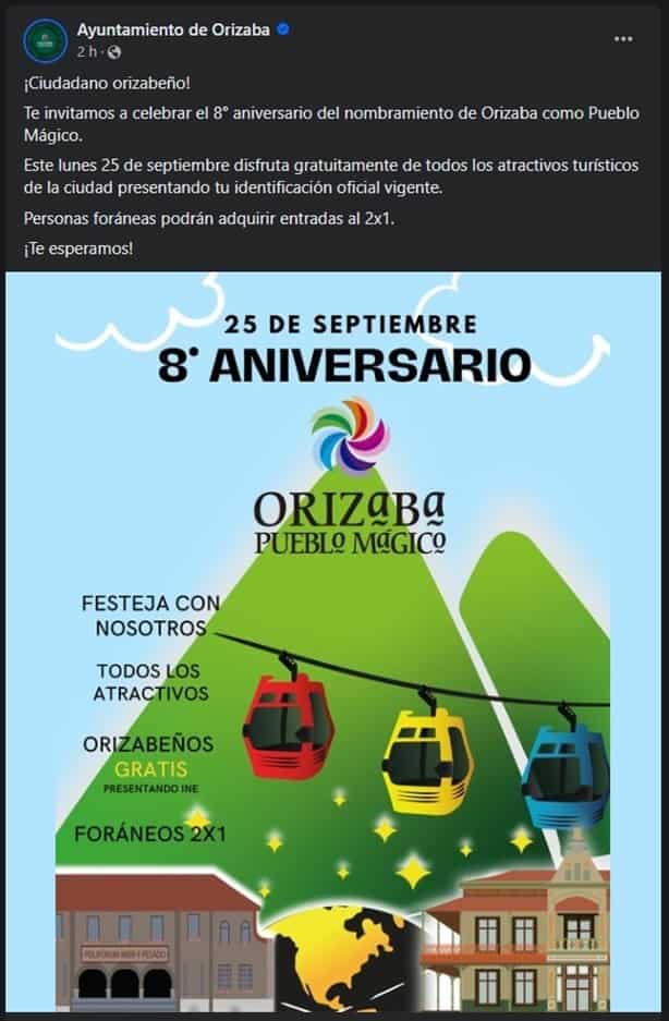 En Orizaba, este día podrás entrar gratis a todas sus atracciones