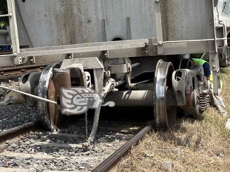 Por falla mecánica, descarrilan tolvas en Río Blanco