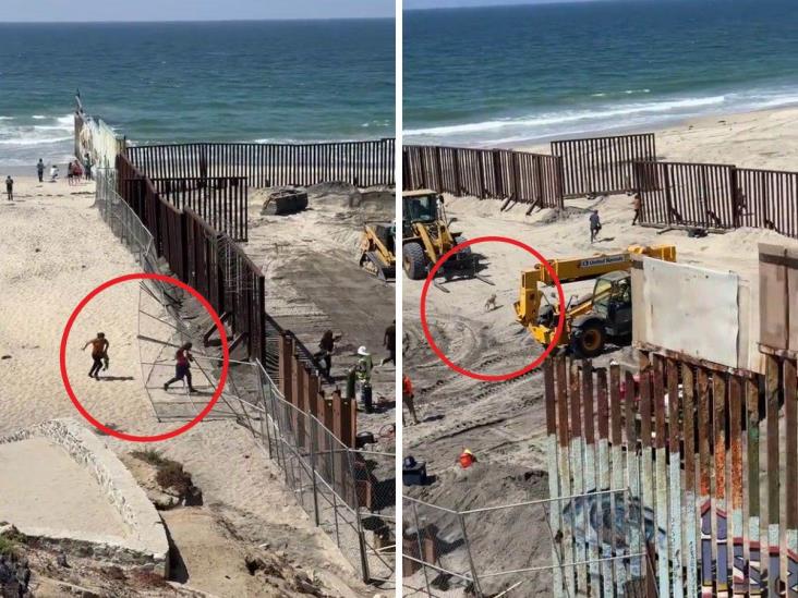 Migrantes cruzan a EU mientras reparan el muro; ¡hasta un perro aprovechó! (+Video)