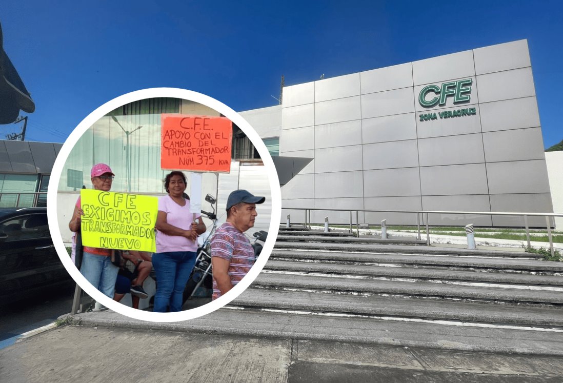 Se manifiestan habitantes contra CFE en sus oficinas en Díaz Mirón, en Veracruz
