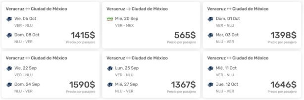 ¿Cuántas horas de vuelo son de Veracruz a CDMX?