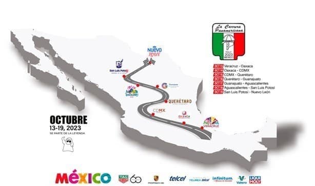 Esta es la ruta que tendrá la Carrera Panamericana 2023 que iniciará en Veracruz