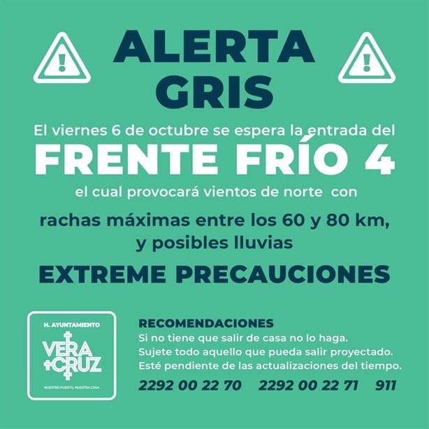 Alerta Gris en Veracruz: PC emite aviso especial por ingreso del Frente Frío 4