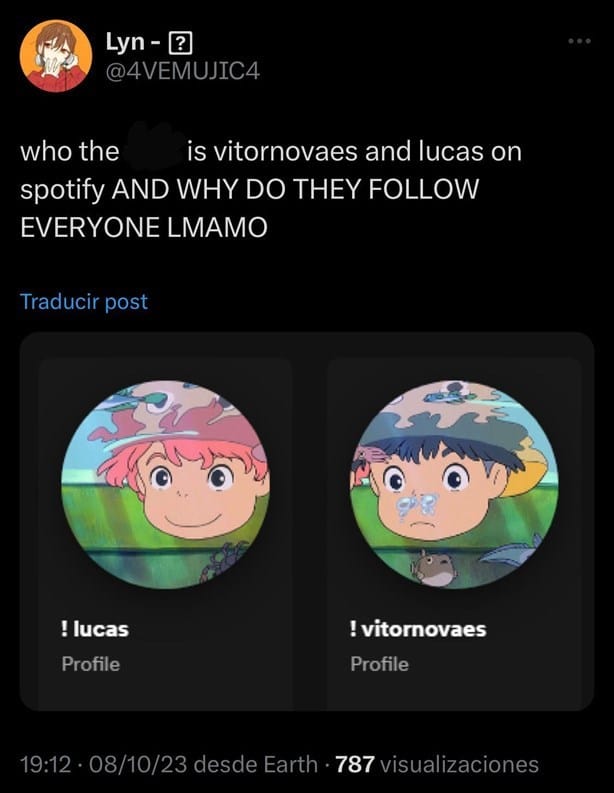 Qué es “! Lucas” y “! Vitornovaes”, los perfiles que te siguen en Spotify