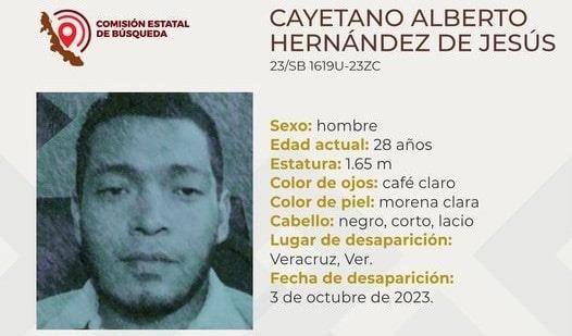 Desaparece el joven Cayetano Alberto en la ciudad de Veracruz
