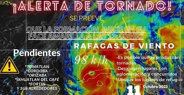 Falsa, alerta de tornado que circula en redes: PC estatal