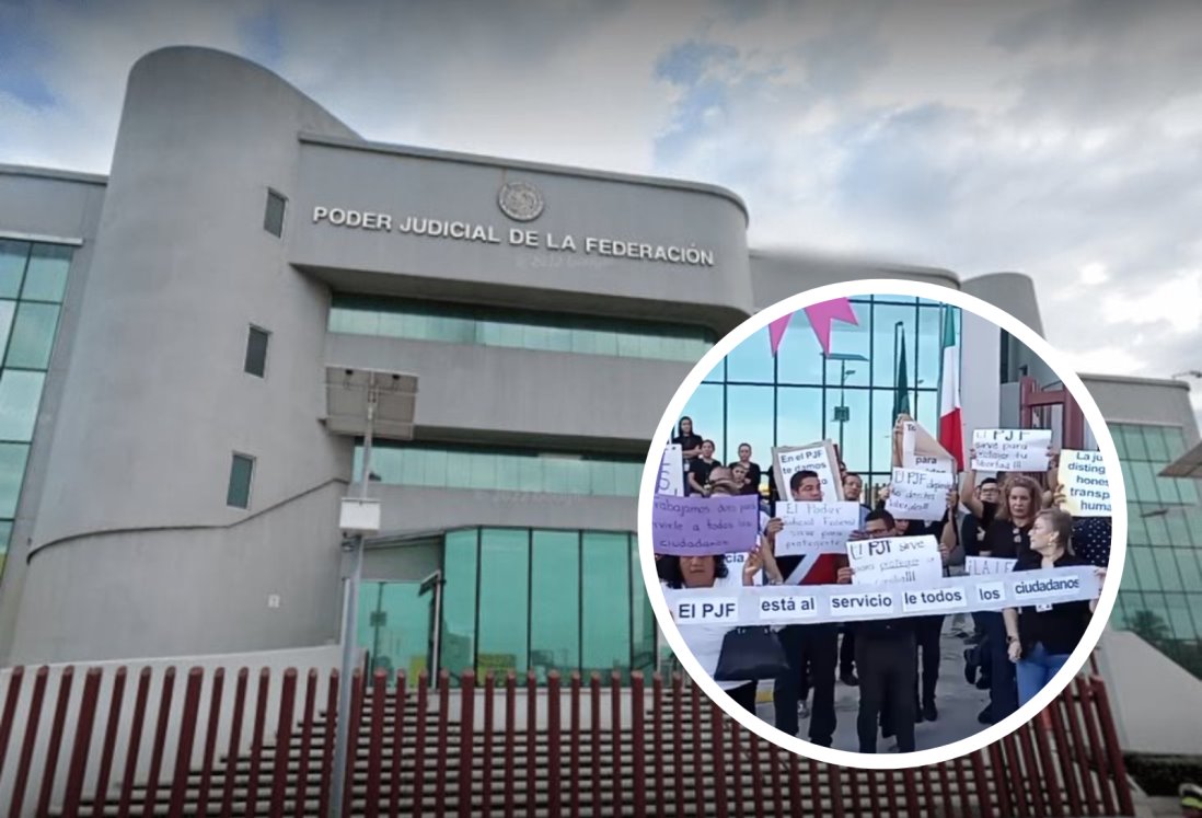 Se manifiestan trabajadores del Poder Judicial en Veracruz; exigen no recorte a fideicomisos | VIDEO