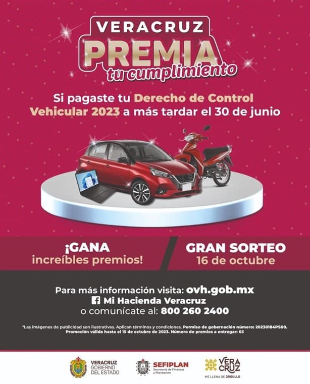 ¿Pagaste tu derecho vehicular? Aún puedes participar para ganar un auto en Veracruz