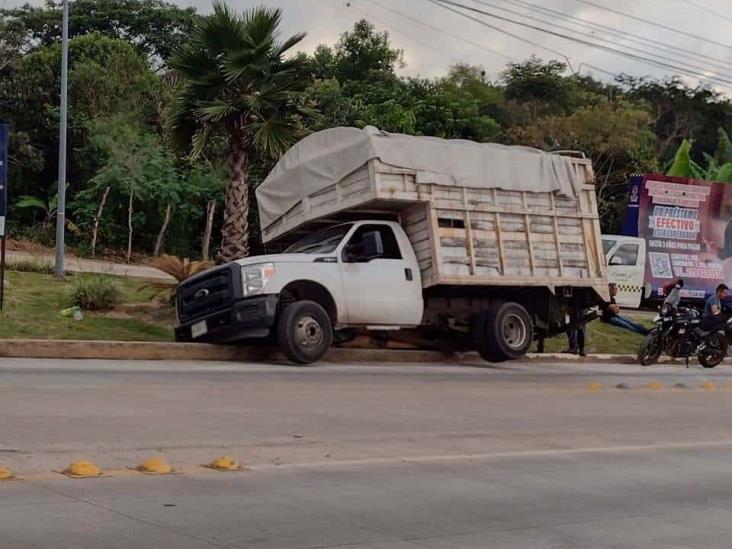 Camioneta pierde el control y cae en arriate de la carretera Las Trancas-Coatepec