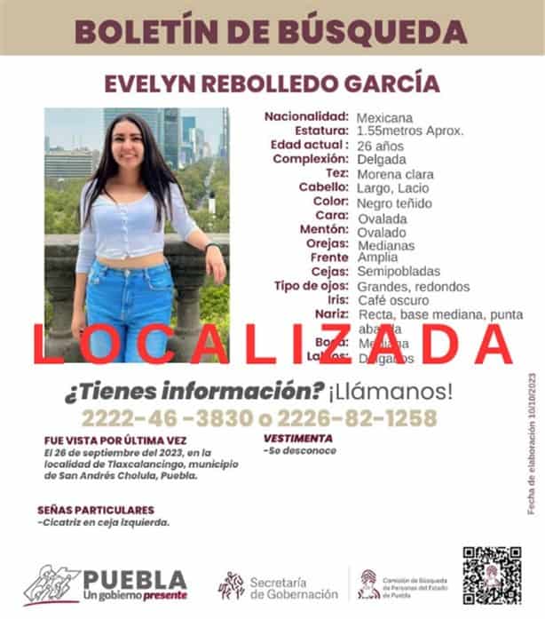 Aparece Evelyn Rebolledo García, integrante de familia xalapeña que desapareció el mismo día que ella