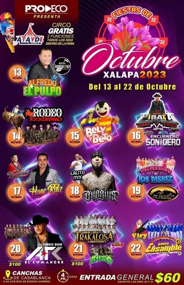 Feria de Xalapa 2023: cartelera de este 16 de octubre