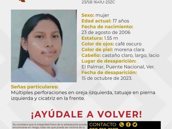 Reportan a adolescente desaparecida en Puente Nacional