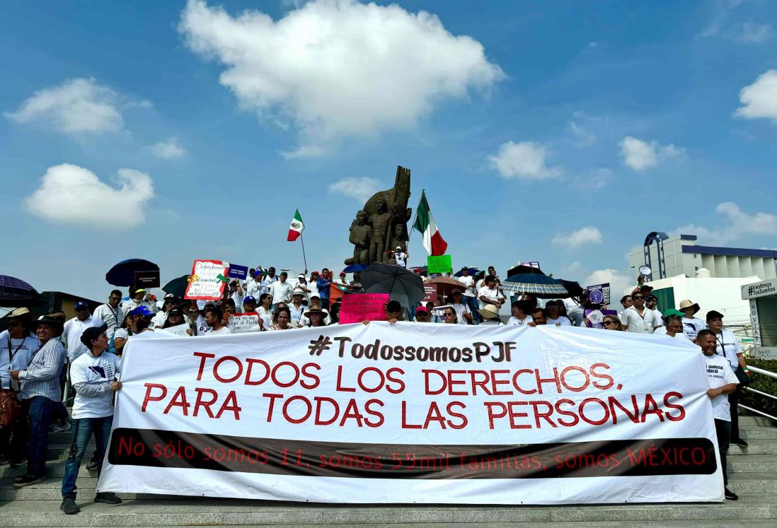 Con marcha, empleados del Poder Judicial anuncian levantamiento de plantón en Boca del Río | VIDEO