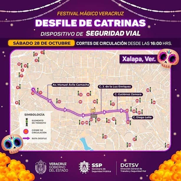 ¡Atención! Este sábado, cierres viales, habrá desfile de catrinas en Xalapa