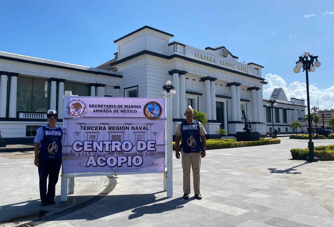 Semar instala centros de acopio en Veracruz para damnificados de huracán Otis en Guerrero