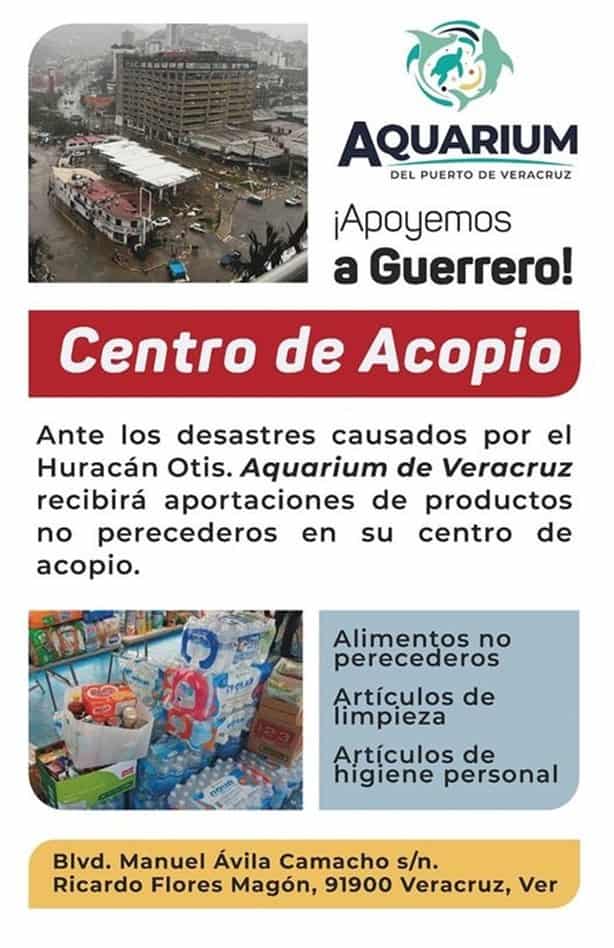 Aquarium de Veracruz instala centro de acopio para apoyar a Guerrero