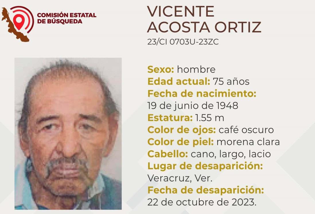 Desaparece abuelito en Veracruz; requiere tratamiento médico especial