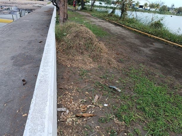 Con basura y sin luz está la pista de la laguna Malibrán en Veracruz