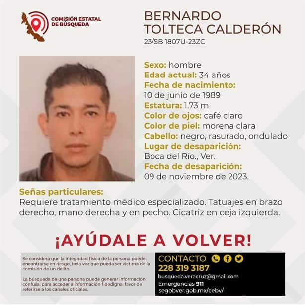 Desaparece joven en Boca del Río; ayúdanos a localizar a Bernardo