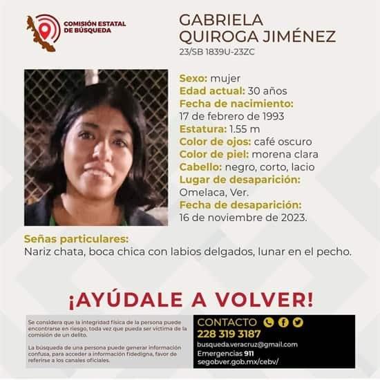 Desaparece mujer de 30 años en Omealca