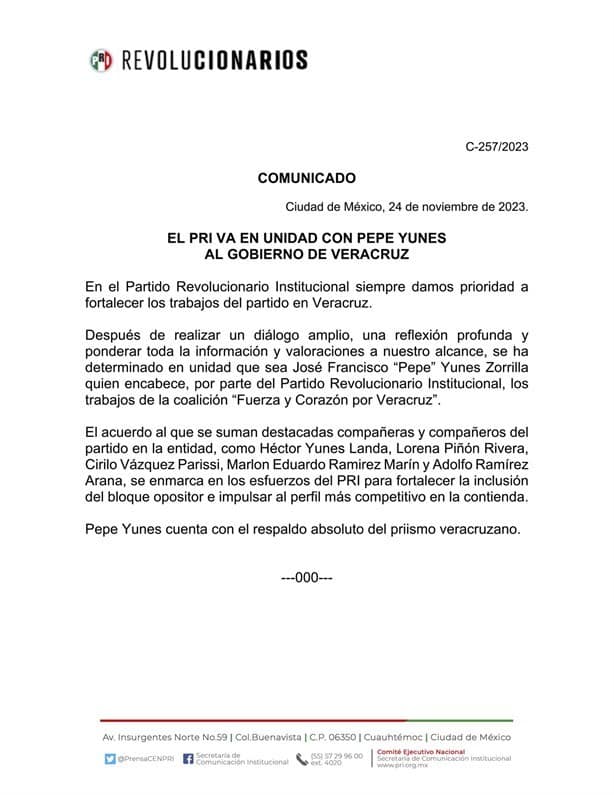 Pepe Yunes será candidato del PRI a la gubernatura de Veracruz