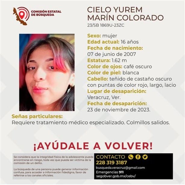 Adolescente de 16 años está desaparecida en Veracruz