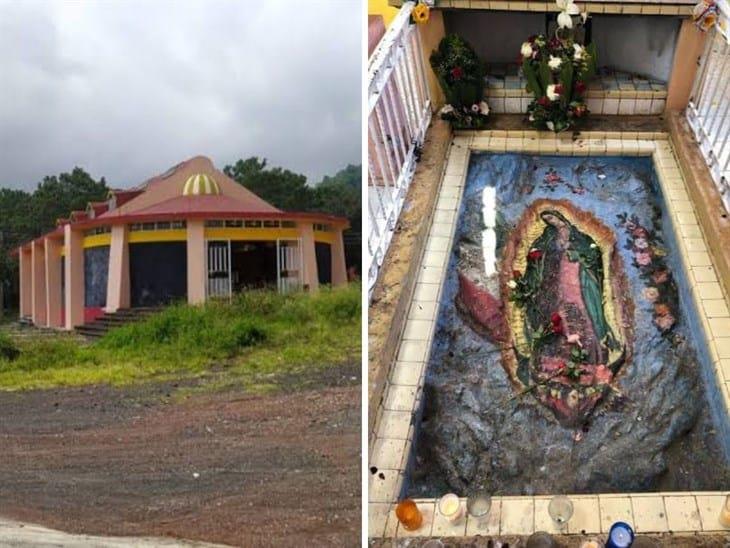 Virgen de Guadalupe formada con lava cerca de Xalapa, es de las imágenes más visitadas en diciembre