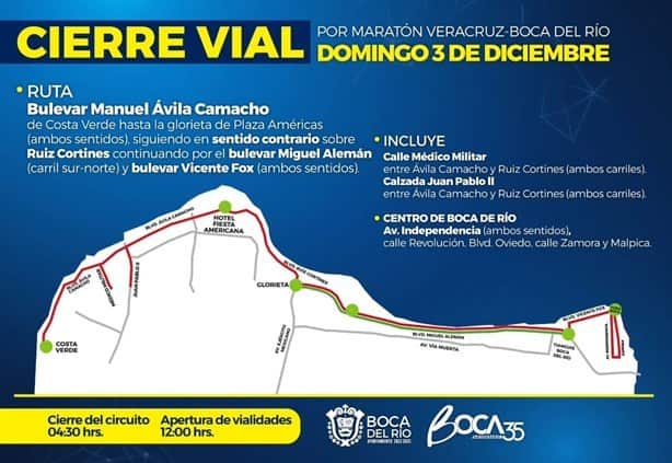 Estos cierres viales habrá durante el fin de semana en Veracruz y Boca del Río