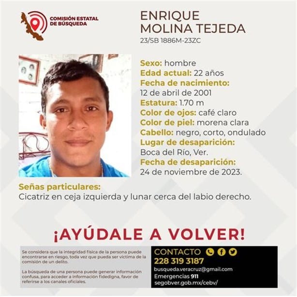 Enrique Molina desapareció en Boca del Río; ayúdanos a localizarlo