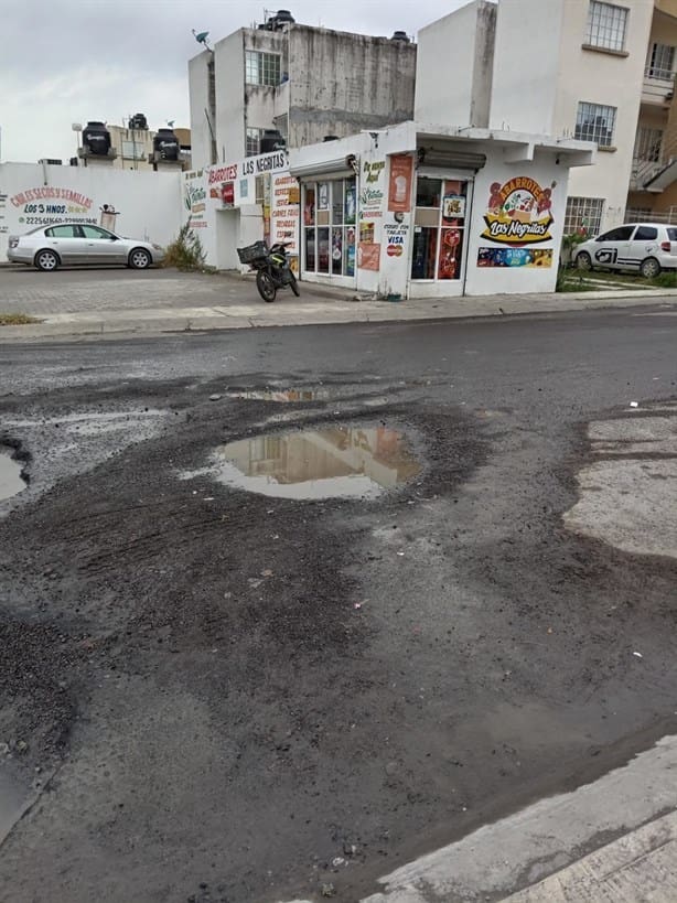 Denuncian calles llenas de baches en fraccionamiento de Veracruz