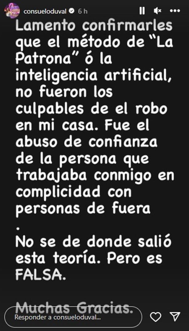 Consuelo Duval rompe el silencio tras robo en su domicilio; ¿no fue ‘la patrona’?