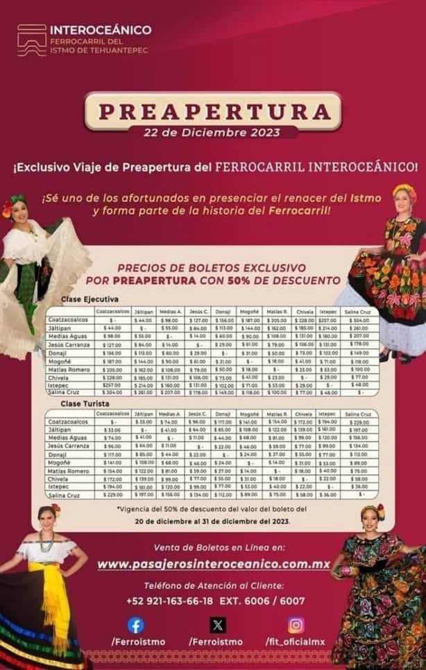Esta es la tarifa de boletos del Tren Interoceánico en su ruta por Veracruz