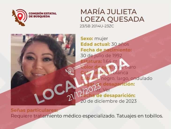 Localizan a mujer desaparecida en Veracruz; requería de tratamiento médico