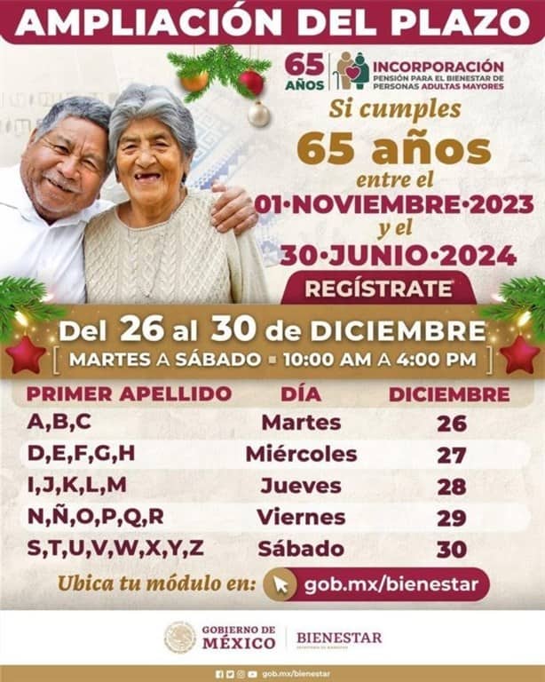 Estas son las nuevas fechas para incorporación de adultos mayores a pensión del Bienestar en Veracruz