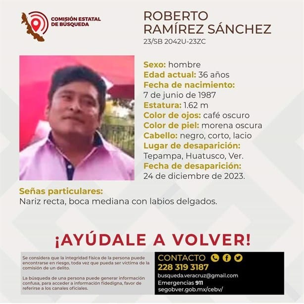 Roberto Ramírez Sánchez desapareció en Huatusco; su familia lo busca