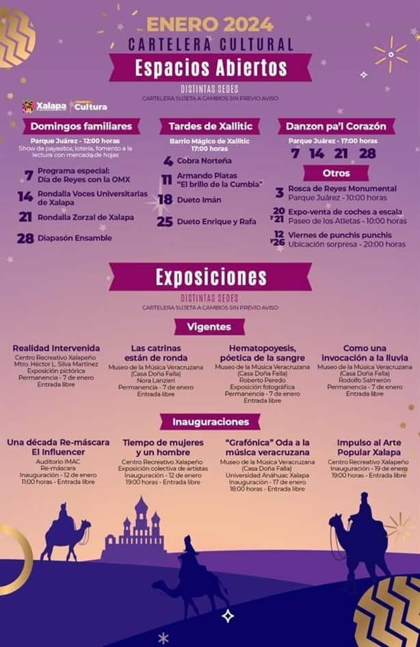 Cartelera cultural en Xalapa 2024; inicia el año con estas actividades