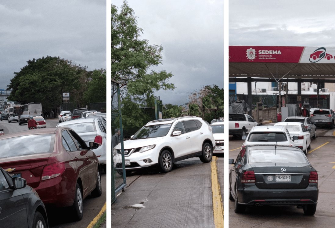 Largas filas a unas horas del plazo para la verificación vehicular en Veracruz
